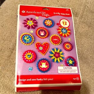 American Girl Funky Felt Pins kit. Sewing fun create 12 pins